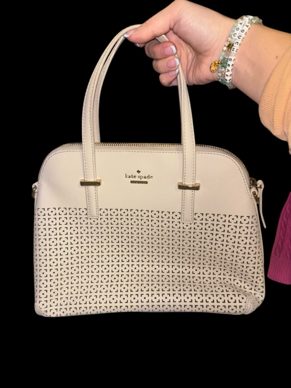 Kate Spade Cream Satchel with Gold Hardware